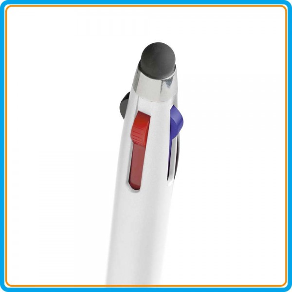 Stylo tactile Triple Touch 4 couleurs - Blanc