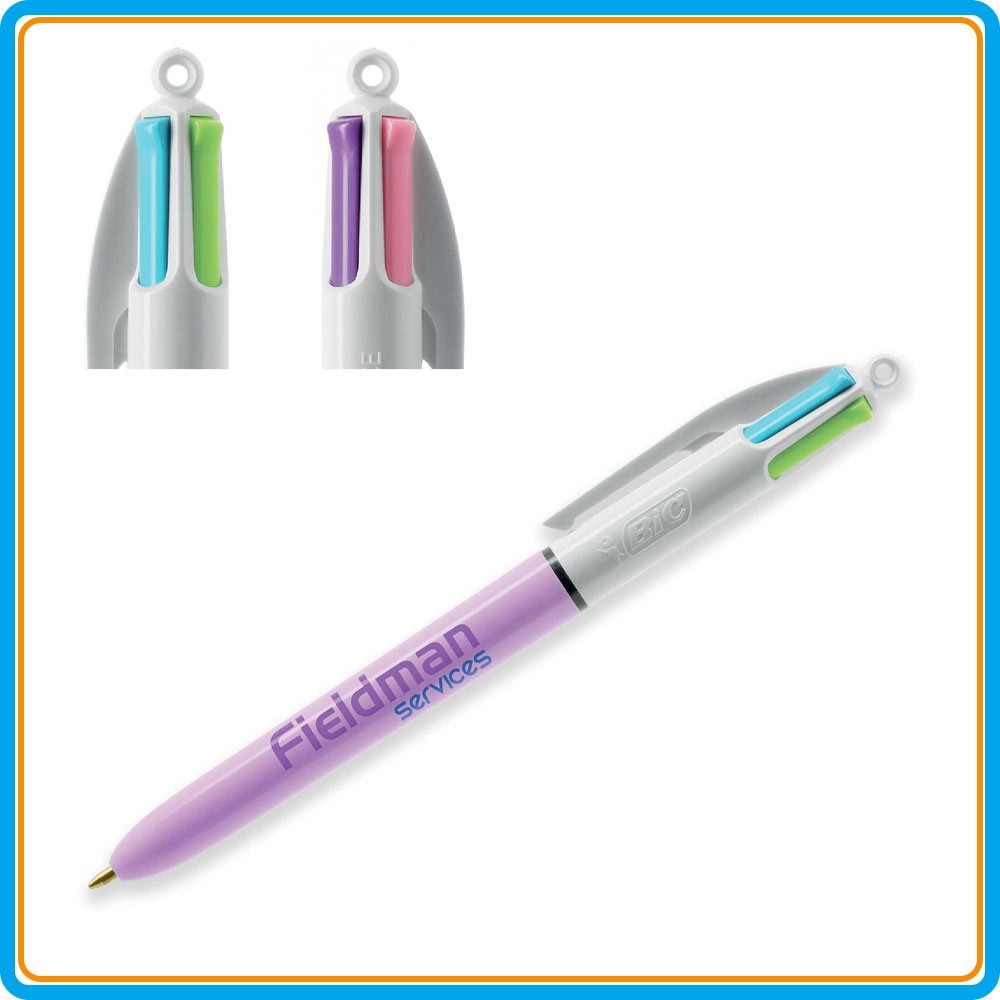 Stylo bille Bic® 4 couleurs fashion - Blanc Rose