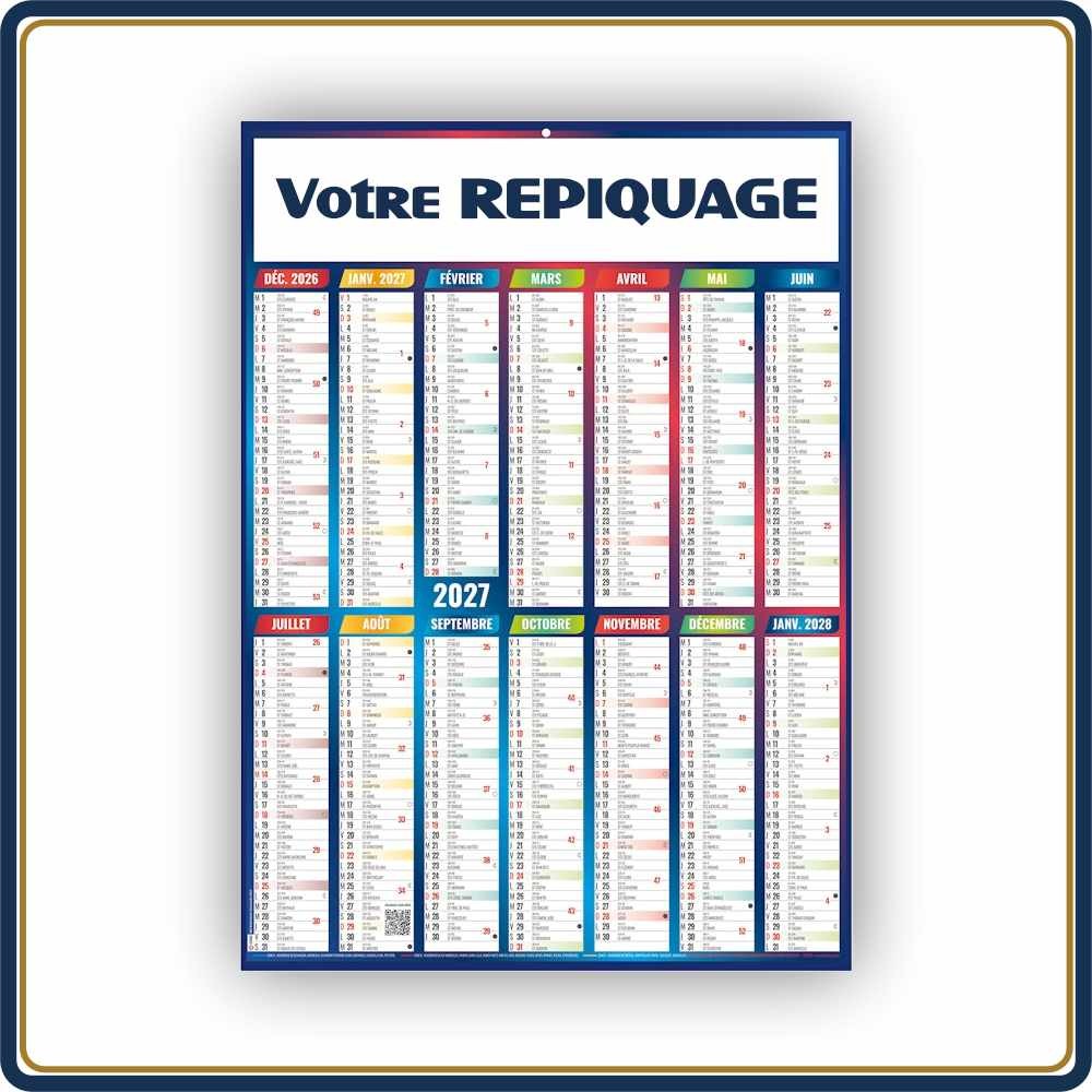 BANCAIRE VERTICAL COULEURS STANDARD RIGIDE - 2027 | Le Calendrier Pub