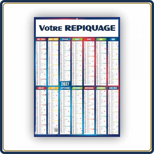 BANCAIRE VERTICAL COULEURS MEDIUM RIGIDE - 2027 | Le Calendrier Pub