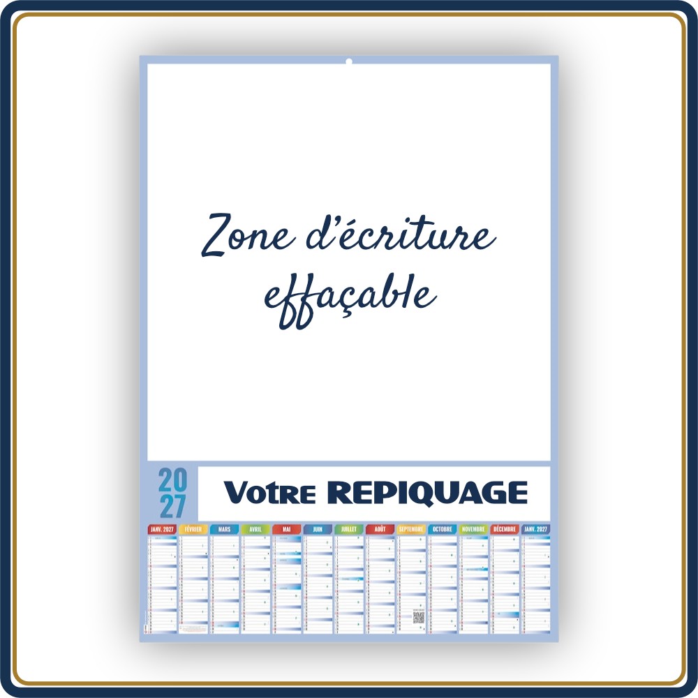 PLANNING ARDOISE EFFAÇABLE - 2027 | Le Calendrier Pub