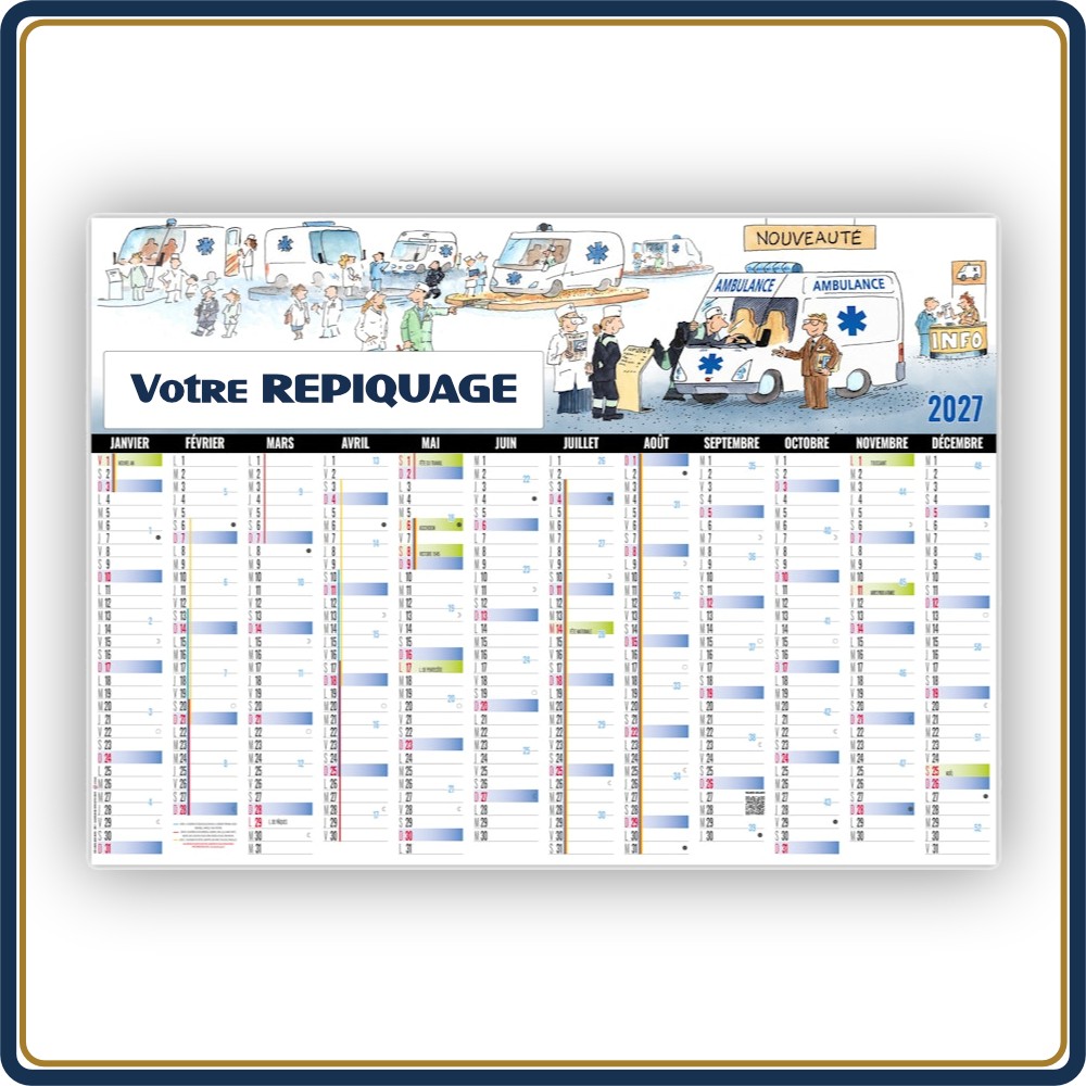 PLANNING L'AMBULANCIER EFFAÇABLE - 2027 | Le Calendrier Pub