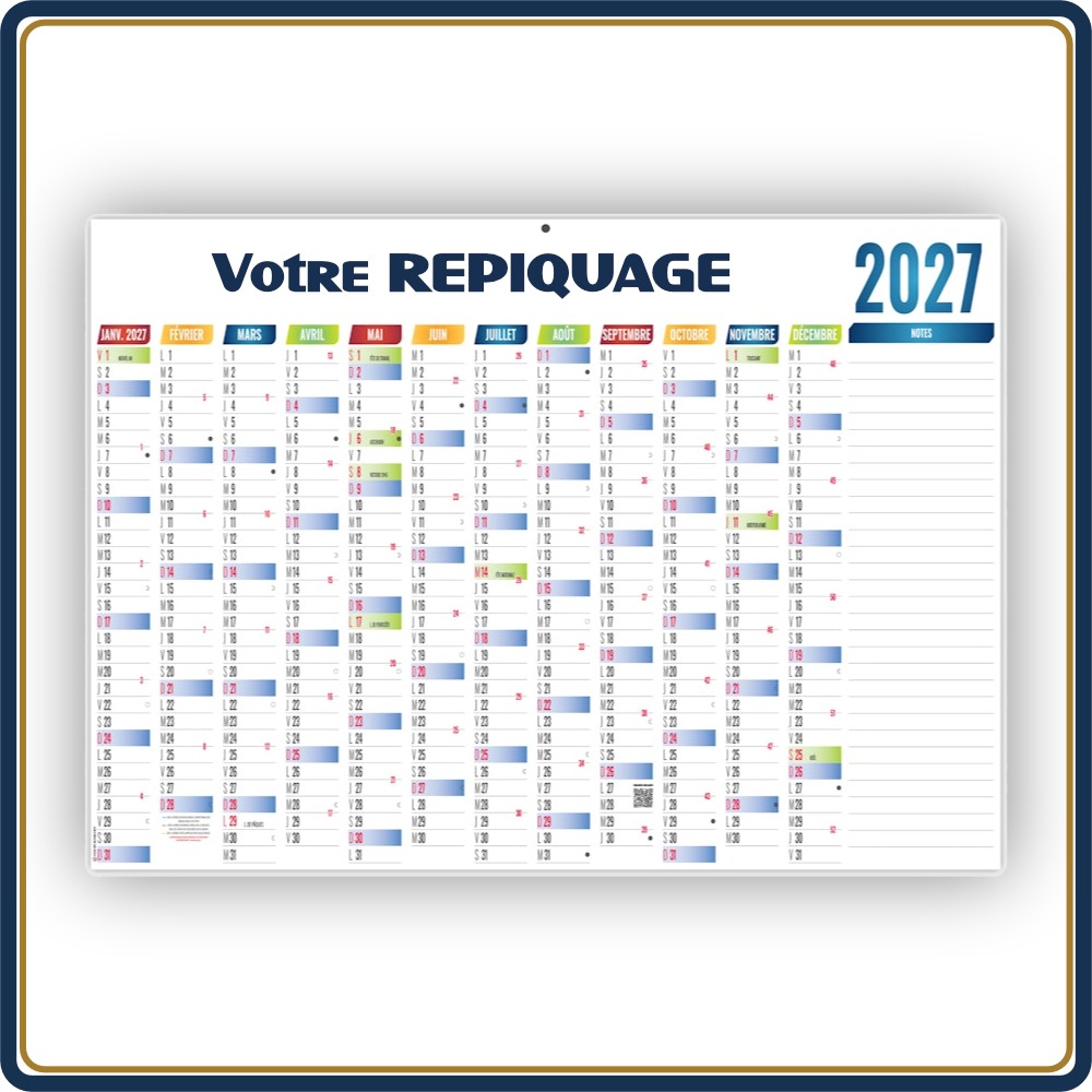 PLANNING BASIQUE EFFAÇABLE - 2027 | Le Calendrier Pub