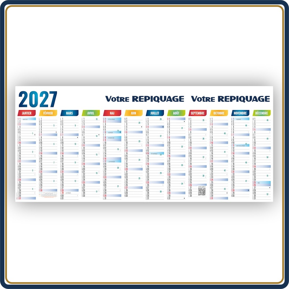 PLANNING GÉANT EFFAÇABLE - 2027 | Le Calendrier Pub