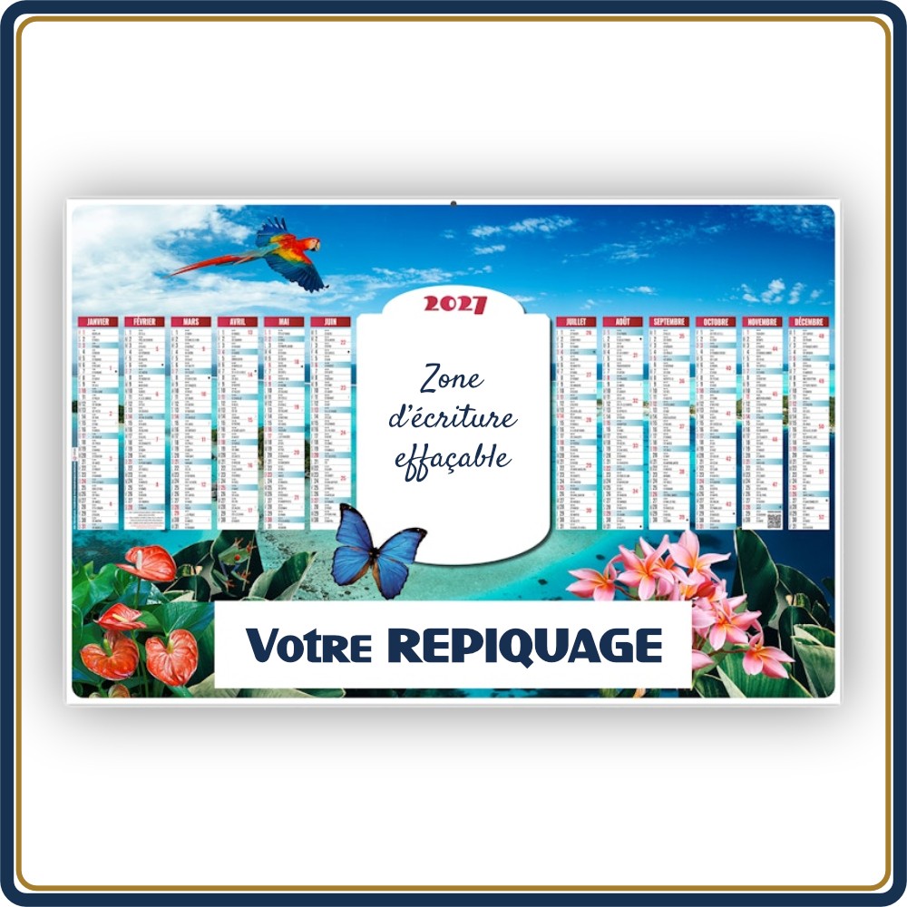 BANCAIRE PLANNING TROPIC EFFAÇABLE MEDIUM RIGIDE - 2027 | Le Calendrier Pub