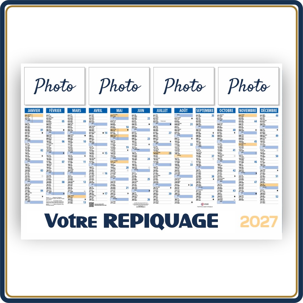 MÉGA PLANNING PHOTOS EFFAÇABLE SOUPLE - 2027 | Le Calendrier Pub