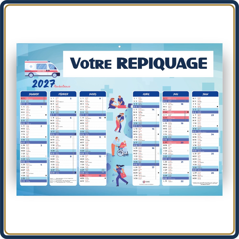 BANCAIRE AMBULANCE STANDARD RIGIDE - 2027 | Le Calendrier Pub