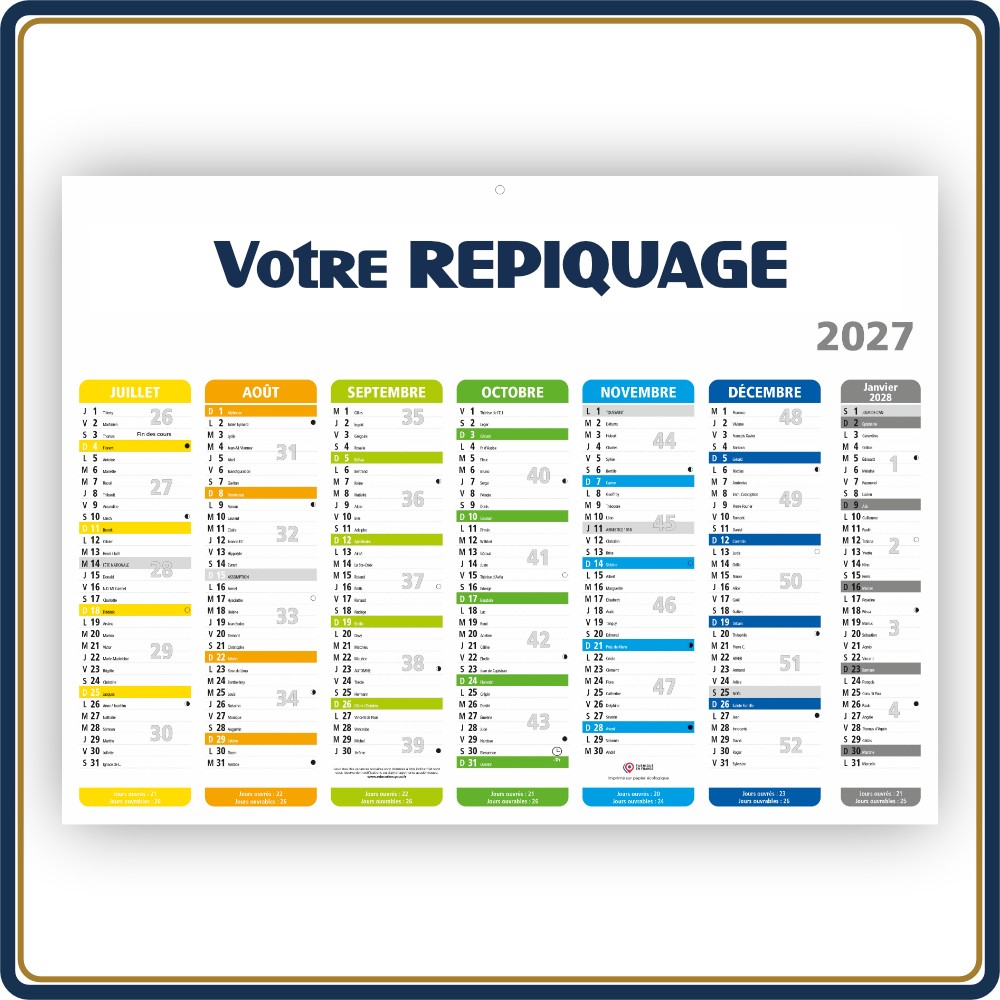 BANCAIRE ECO PLANNING STANDARD RIGIDE - 2027 | Le Calendrier Pub