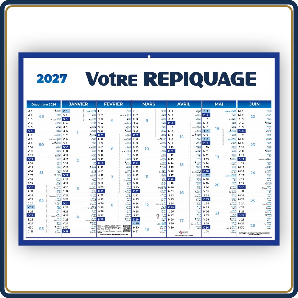 BANCAIRE ECO STANDARD RIGIDE - 2027 | Le Calendrier Pub