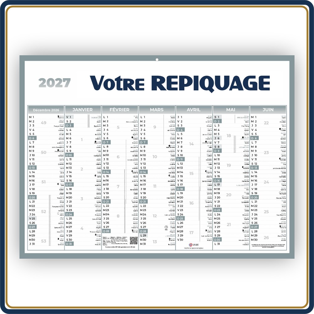 BANCAIRE ECO STANDARD RIGIDE - 2027 | Le Calendrier Pub
