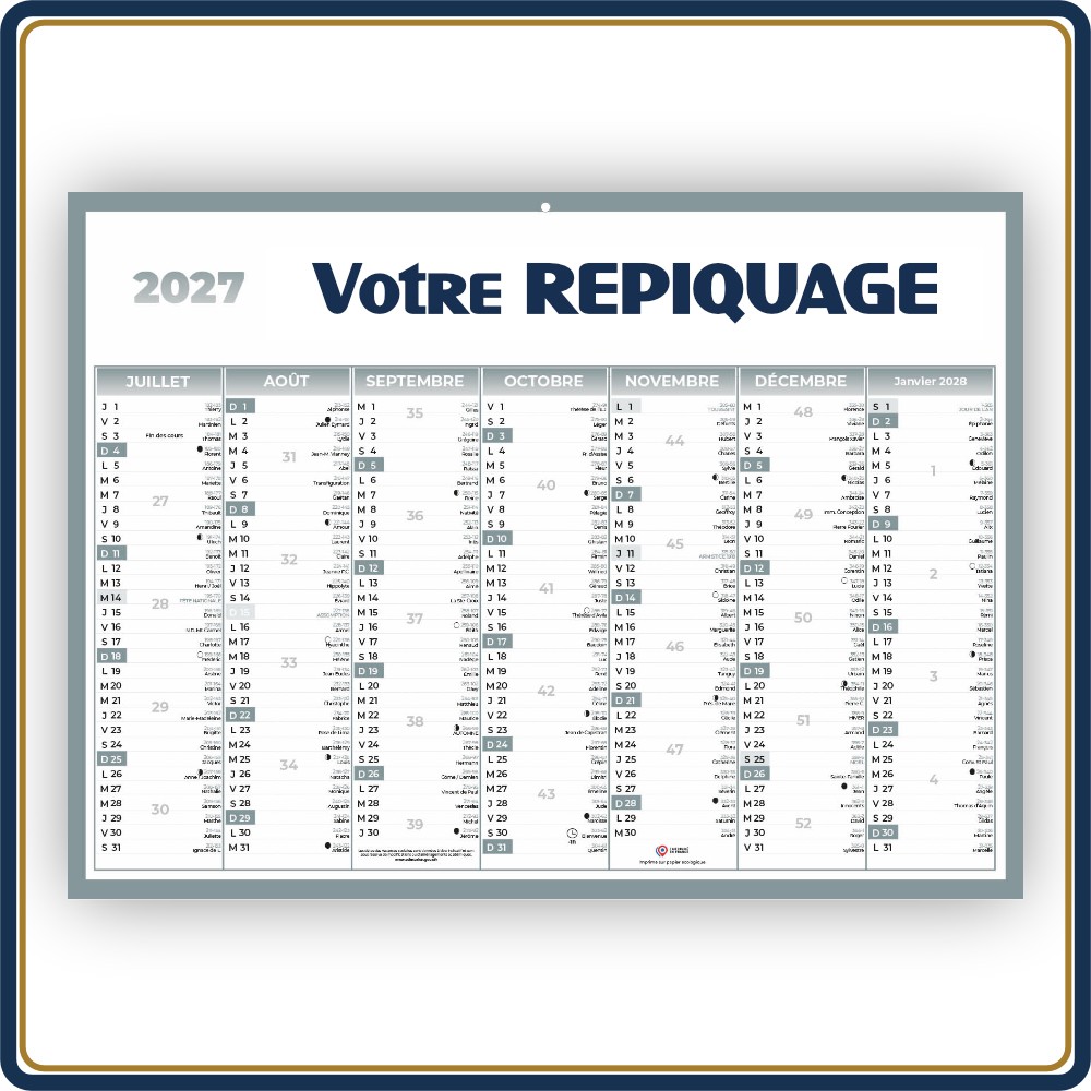 BANCAIRE ECO STANDARD RIGIDE - 2027 | Le Calendrier Pub