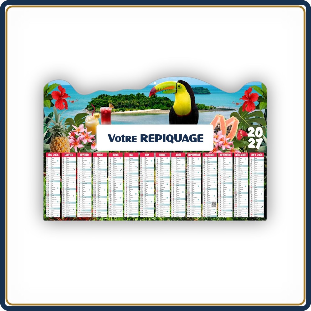 BANCAIRE TROPICAL MAXI RIGIDE DÉCOUPÉ - 2027 | Le Calendrier Pub