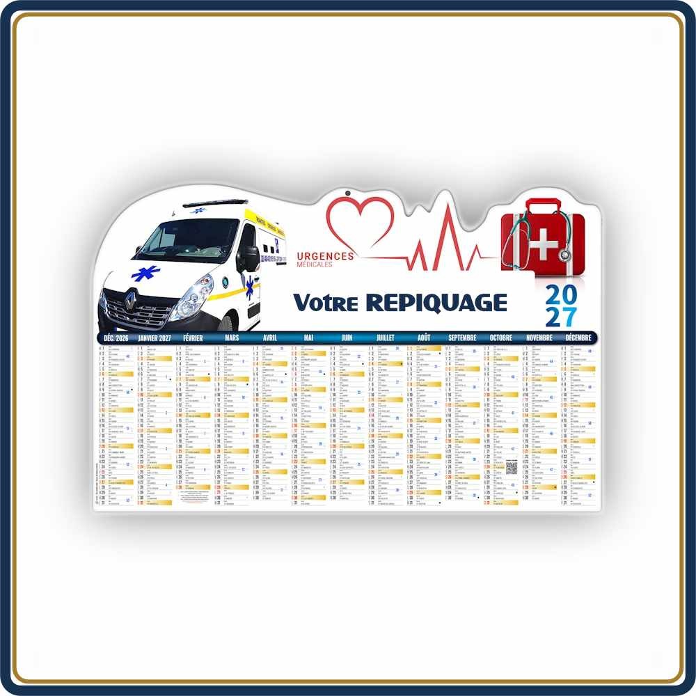 BANCAIRE URGENCE MAXI RIGIDE DÉCOUPÉ - 2027 | Le Calendrier Pub