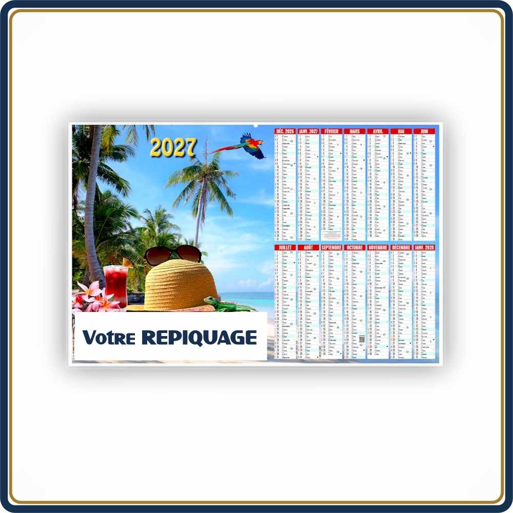 BANCAIRE PARADISIAQUE MAXI RIGIDE - 2027 | Le Calendrier Pub