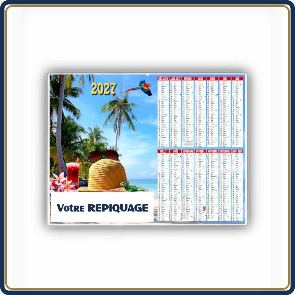 BANCAIRE PARADISIAQUE MEDIUM RIGIDE - 2027 | Le Calendrier Pub