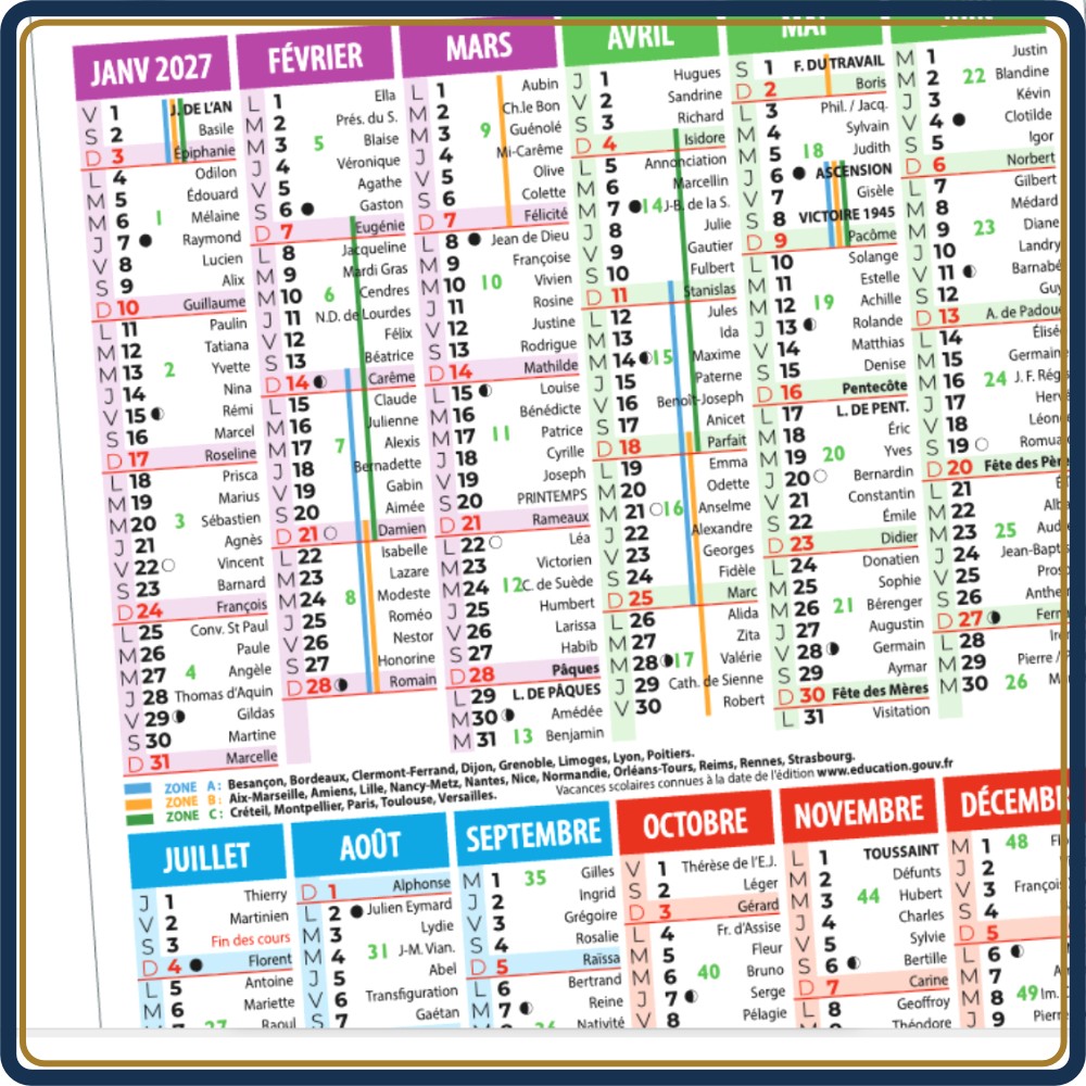 CALENDRIER DE POCHE PAYSAGES DE FRANCE - 2027 | Le Calendrier Pub