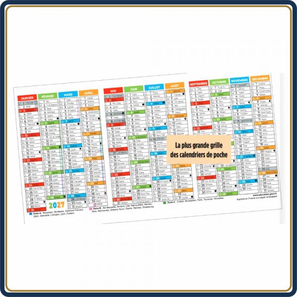 CALENDRIER DE POCHE VITAMINES ET FRUITS - 2027 | Le Calendrier Pub