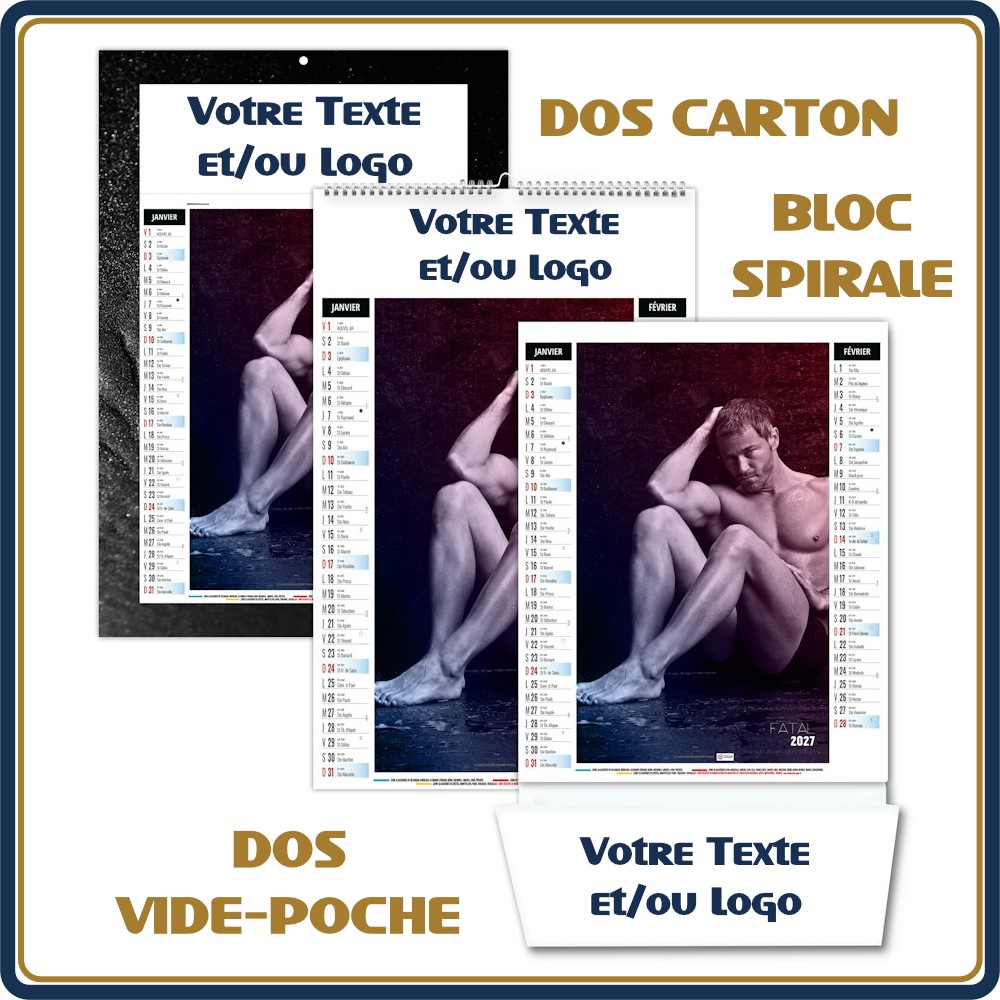 VIDE-POCHE AGRAFÉ EROS 6 FEUILLETS - 2027 | Le Calendrier Pub