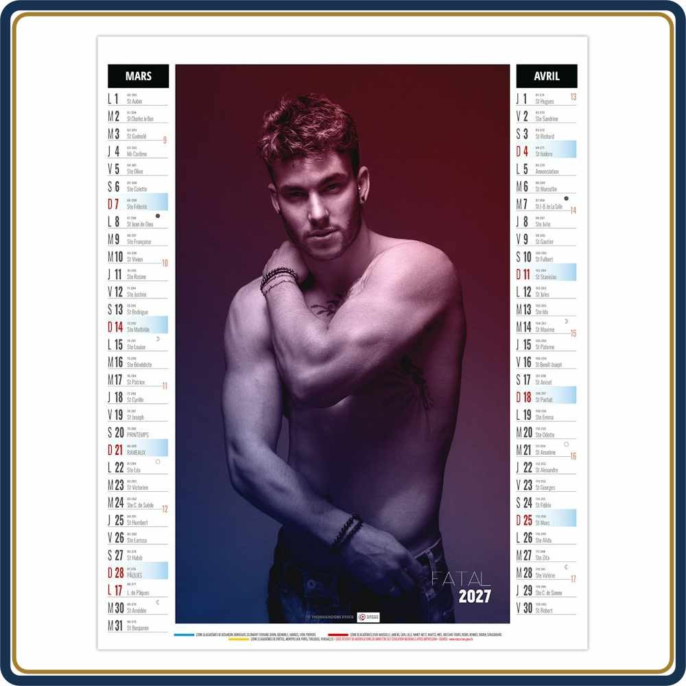 VIDE-POCHE AGRAFÉ EROS 6 FEUILLETS - 2027 | Le Calendrier Pub