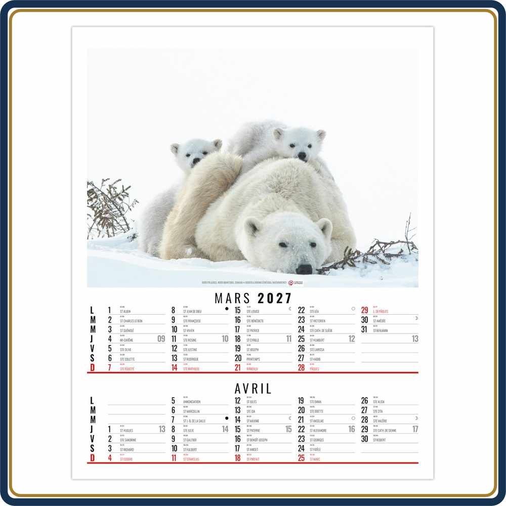 BLOC SPIRALE ANNA 6 FEUILLETS - 2027 | Le Calendrier Pub