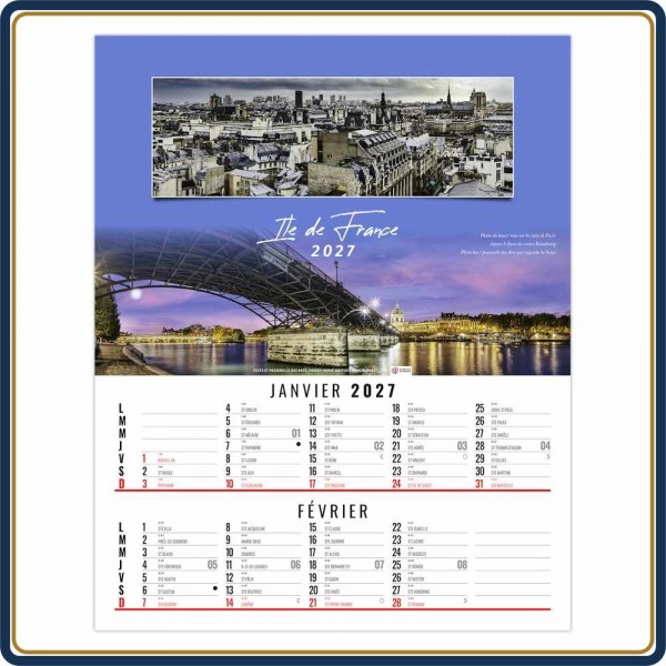 BLOC ILLUSTRÉ AGRAFÉ EN FRANCE 6 FEUILLETS - 2027 | Le Calendrier Pub