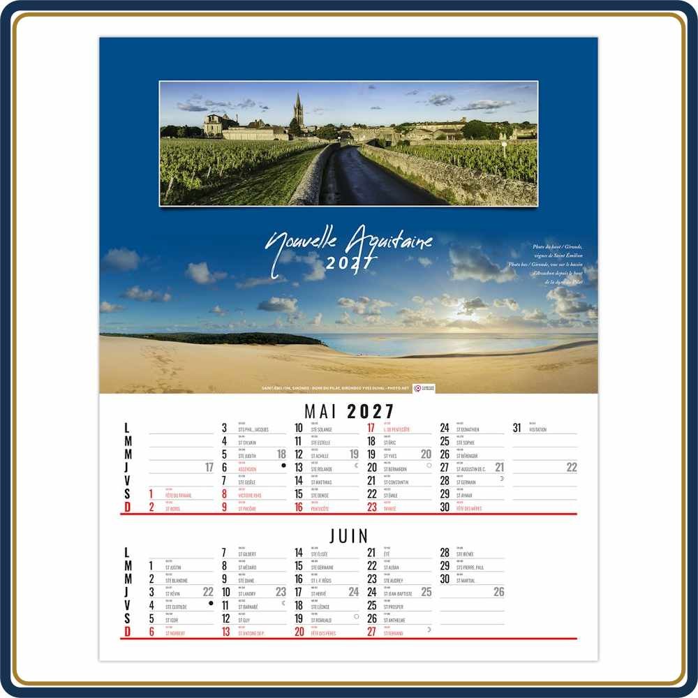 BLOC ILLUSTRÉ AGRAFÉ EN FRANCE 6 FEUILLETS - 2027 | Le Calendrier Pub