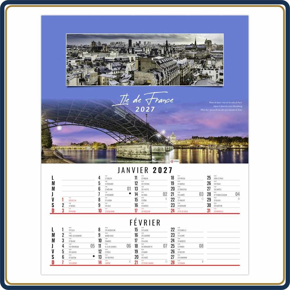 BLOC SPIRALE EN FRANCE 6 FEUILLETS - 2027 | Le Calendrier Pub