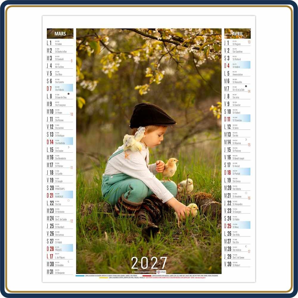 BLOC ILLUSTRÉ AGRAFÉ MATTÉO 6 FEUILLETS - 2027 | Le Calendrier Pub