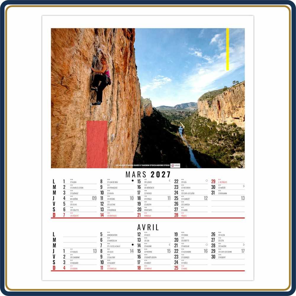 BLOC SPIRALE PIERRE 6 FEUILLETS - 2027 | Le Calendrier Pub