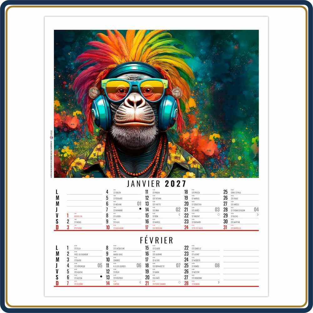 BLOC ILLUSTRÉ AGRAFÉ ZOÉ 6 FEUILLETS - 2027 | Le Calendrier Pub