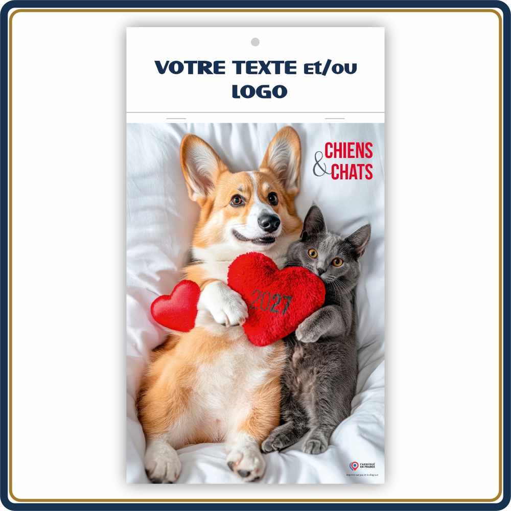 CHIENS & CHATS BLOC ILLUSTRÉ AGRAFÉ COMPACT 7 FEUILLETS - 2027 | Le Calendrier Pub