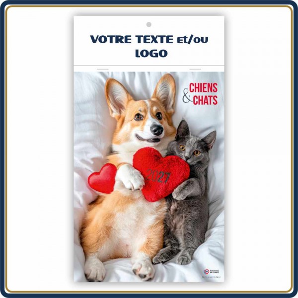CHIENS & CHATS BLOC ILLUSTRÉ AGRAFÉ COMPACT 7 FEUILLETS - 2027 | Le Calendrier Pub