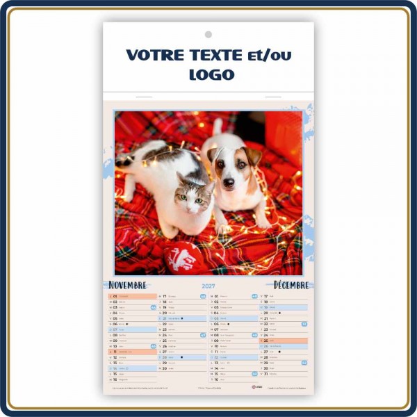 CHIENS & CHATS BLOC ILLUSTRÉ AGRAFÉ COMPACT 7 FEUILLETS - 2027 | Le Calendrier Pub