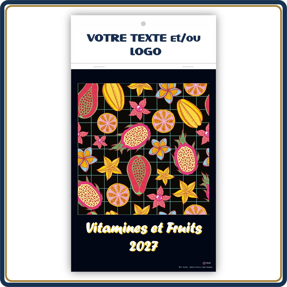 VITAMINES & FRUITS BLOC ILLUSTRÉ AGRAFÉ COMPACT 7 FEUILLETS - 2027 | Le Calendrier Pub