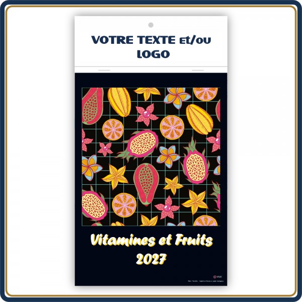 VITAMINES & FRUITS BLOC ILLUSTRÉ AGRAFÉ COMPACT 7 FEUILLETS - 2027 | Le Calendrier Pub