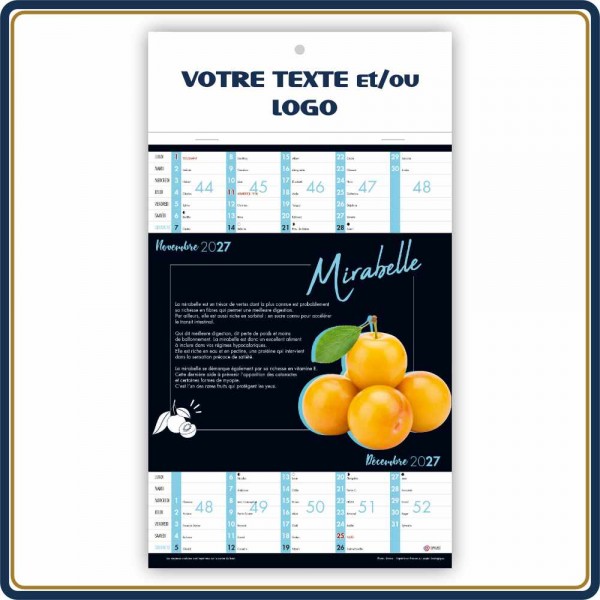 VITAMINES & FRUITS BLOC ILLUSTRÉ AGRAFÉ COMPACT 7 FEUILLETS - 2027 | Le Calendrier Pub
