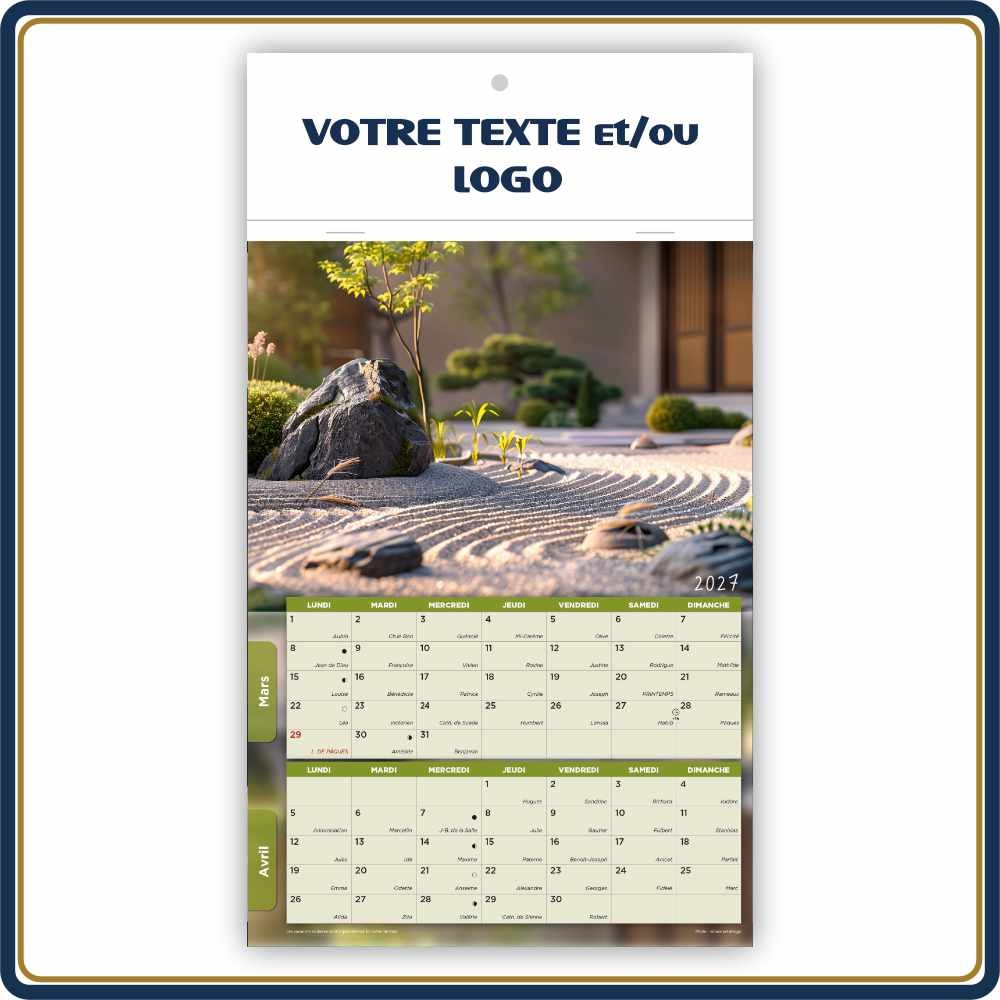ZEN BLOC ILLUSTRÉ AGRAFÉ COMPACT 7 FEUILLETS - 2027 | Le Calendrier Pub