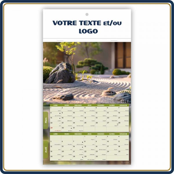 ZEN BLOC ILLUSTRÉ AGRAFÉ COMPACT 7 FEUILLETS - 2027 | Le Calendrier Pub