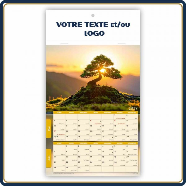 ZEN BLOC ILLUSTRÉ AGRAFÉ COMPACT 7 FEUILLETS - 2027 | Le Calendrier Pub