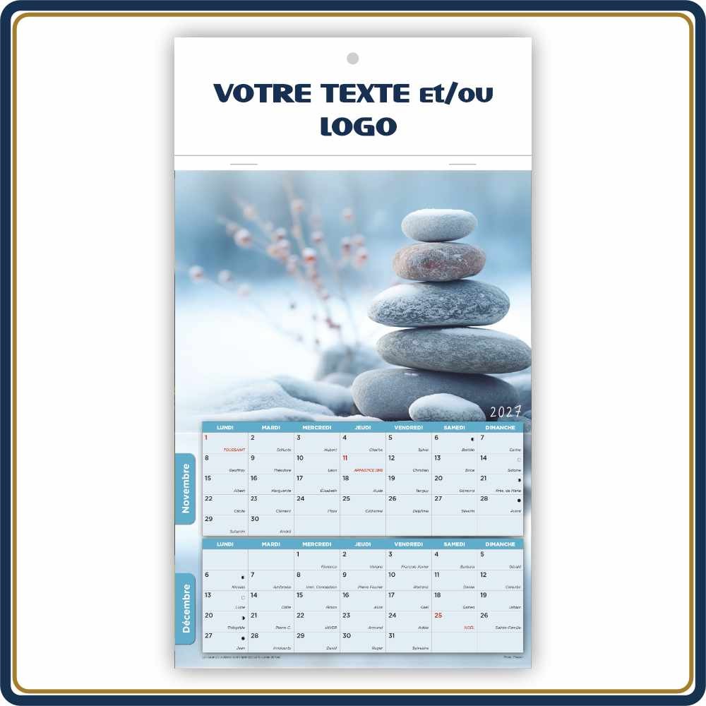 ZEN BLOC ILLUSTRÉ AGRAFÉ COMPACT 7 FEUILLETS - 2027 | Le Calendrier Pub