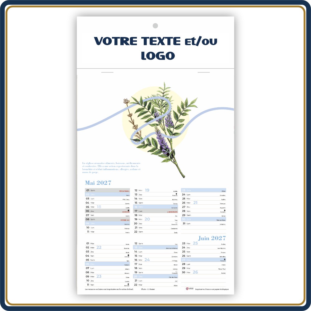 BOTANIQUE BLOC ILLUSTRÉ AGRAFÉ COMPACT 7 FEUILLETS - 2027 | Le Calendrier Pub