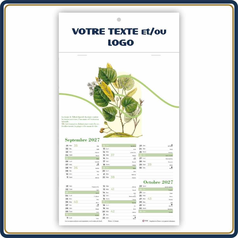 BOTANIQUE BLOC ILLUSTRÉ AGRAFÉ COMPACT 7 FEUILLETS - 2027 | Le Calendrier Pub