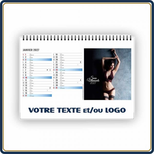 CHEVALET LINGERIE 13 FEUILLETS - 2027 | Le Calendrier Pub