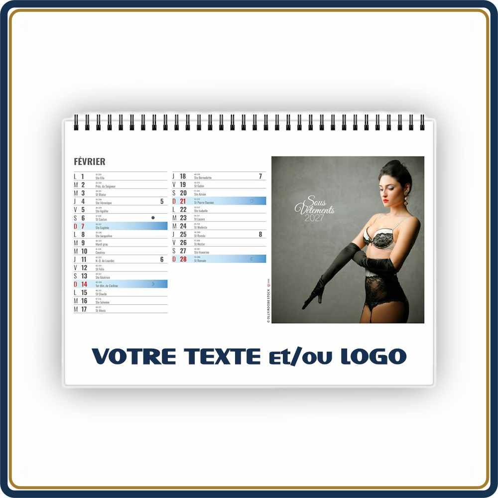 CHEVALET LINGERIE 13 FEUILLETS - 2027 | Le Calendrier Pub