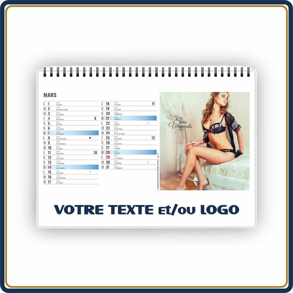 CHEVALET LINGERIE 13 FEUILLETS - 2027 | Le Calendrier Pub