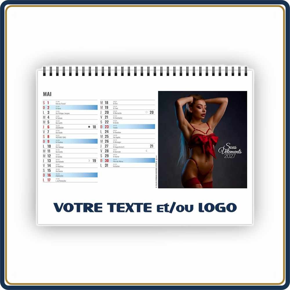 CHEVALET LINGERIE 13 FEUILLETS - 2027 | Le Calendrier Pub