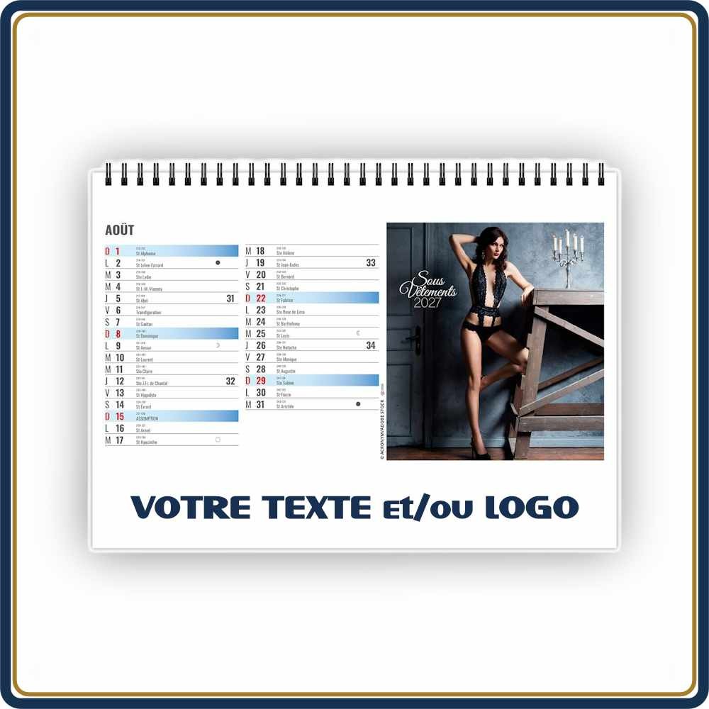 CHEVALET LINGERIE 13 FEUILLETS - 2027 | Le Calendrier Pub