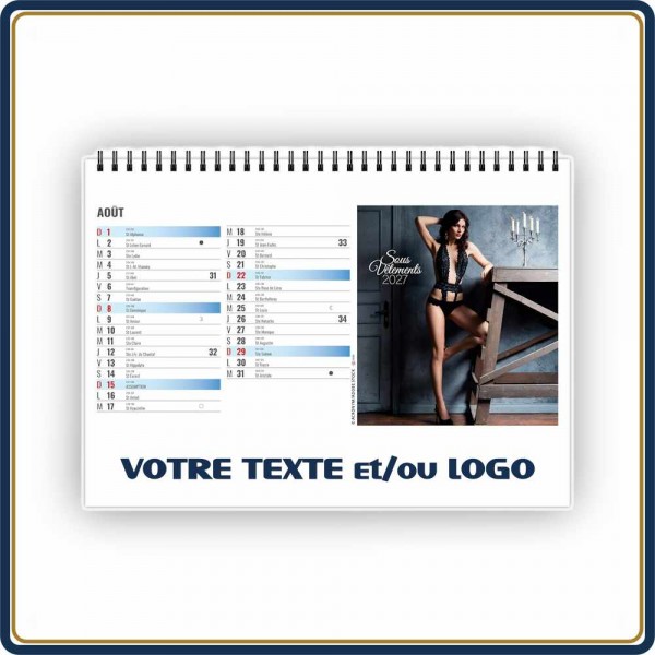 CHEVALET LINGERIE 13 FEUILLETS - 2027 | Le Calendrier Pub