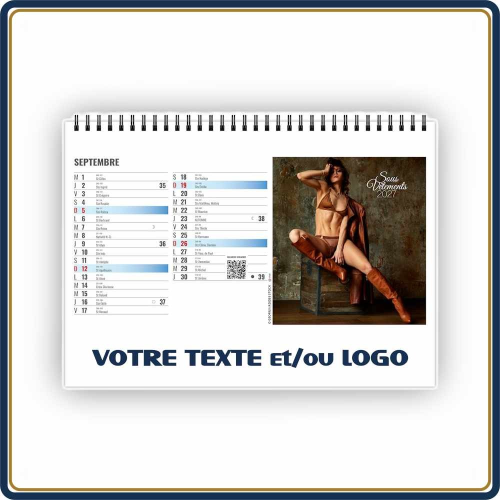 CHEVALET LINGERIE 13 FEUILLETS - 2027 | Le Calendrier Pub