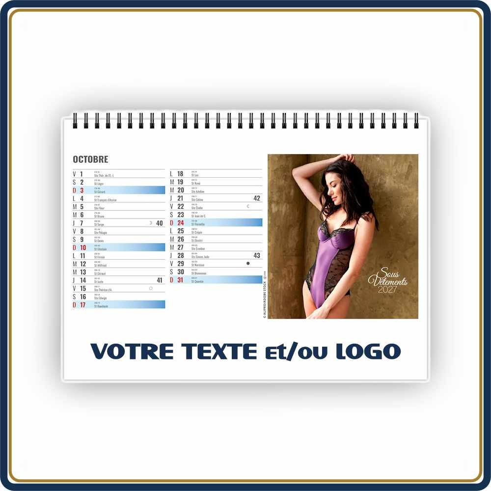 CHEVALET LINGERIE 13 FEUILLETS - 2027 | Le Calendrier Pub